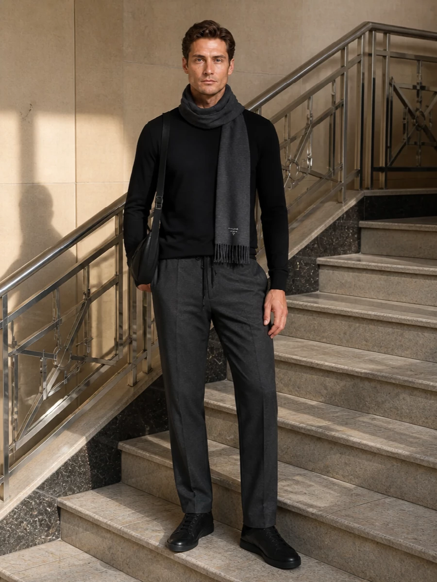 Dries van noten charcoal trouser black knit