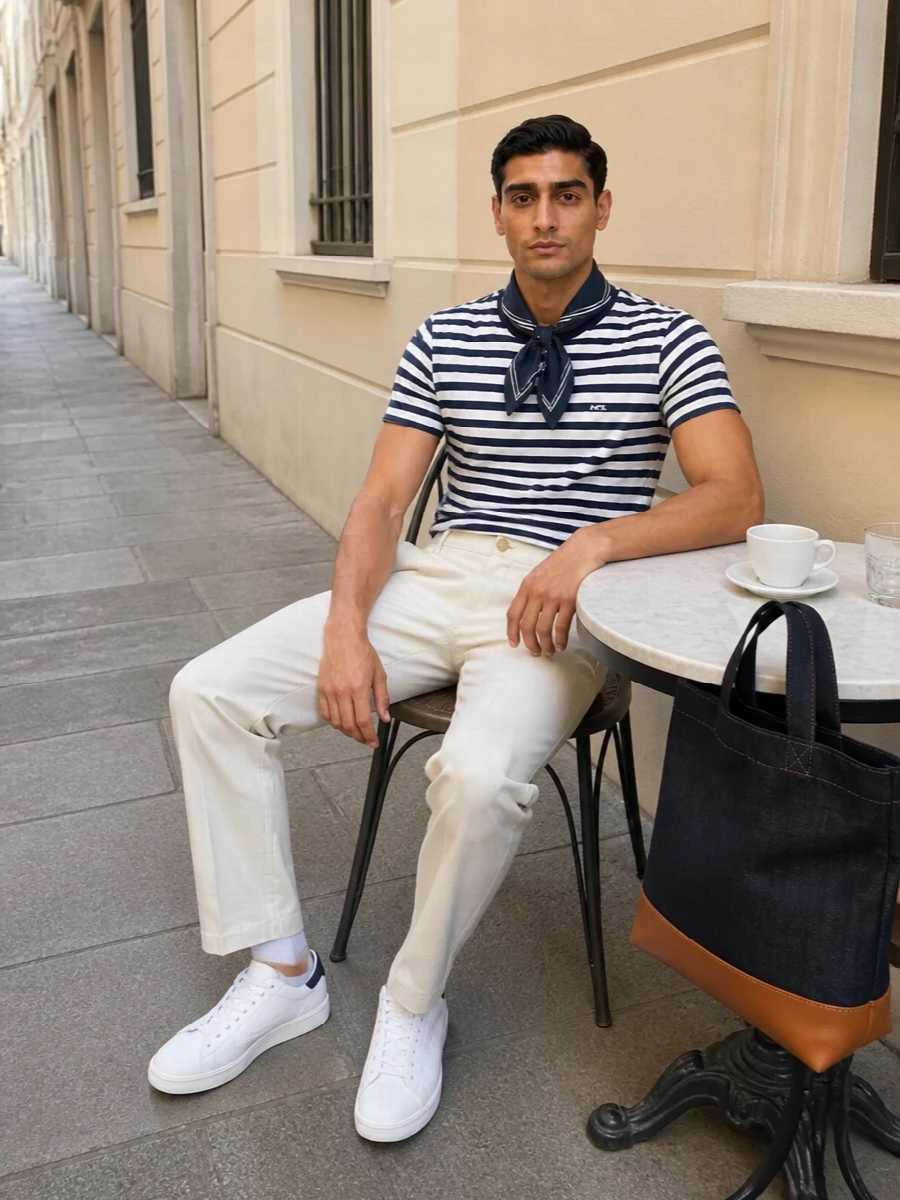 Apc breton stripe outfit ecru trousers