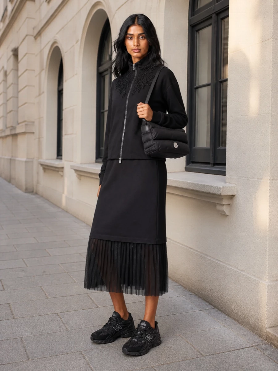 Ermanno scervino jacket moncler black midi dress