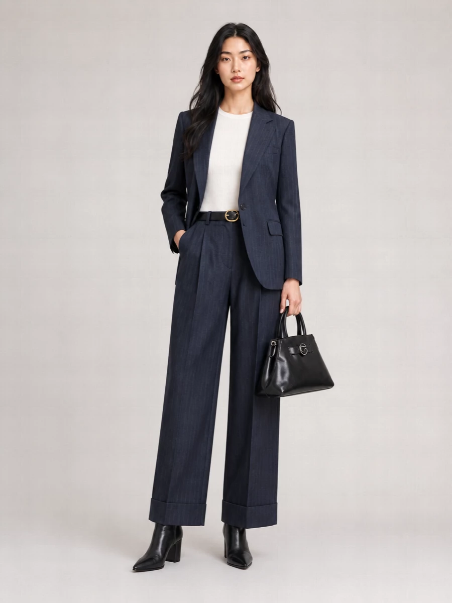 Junya Watanabe Striped Wool Tailored Trousers