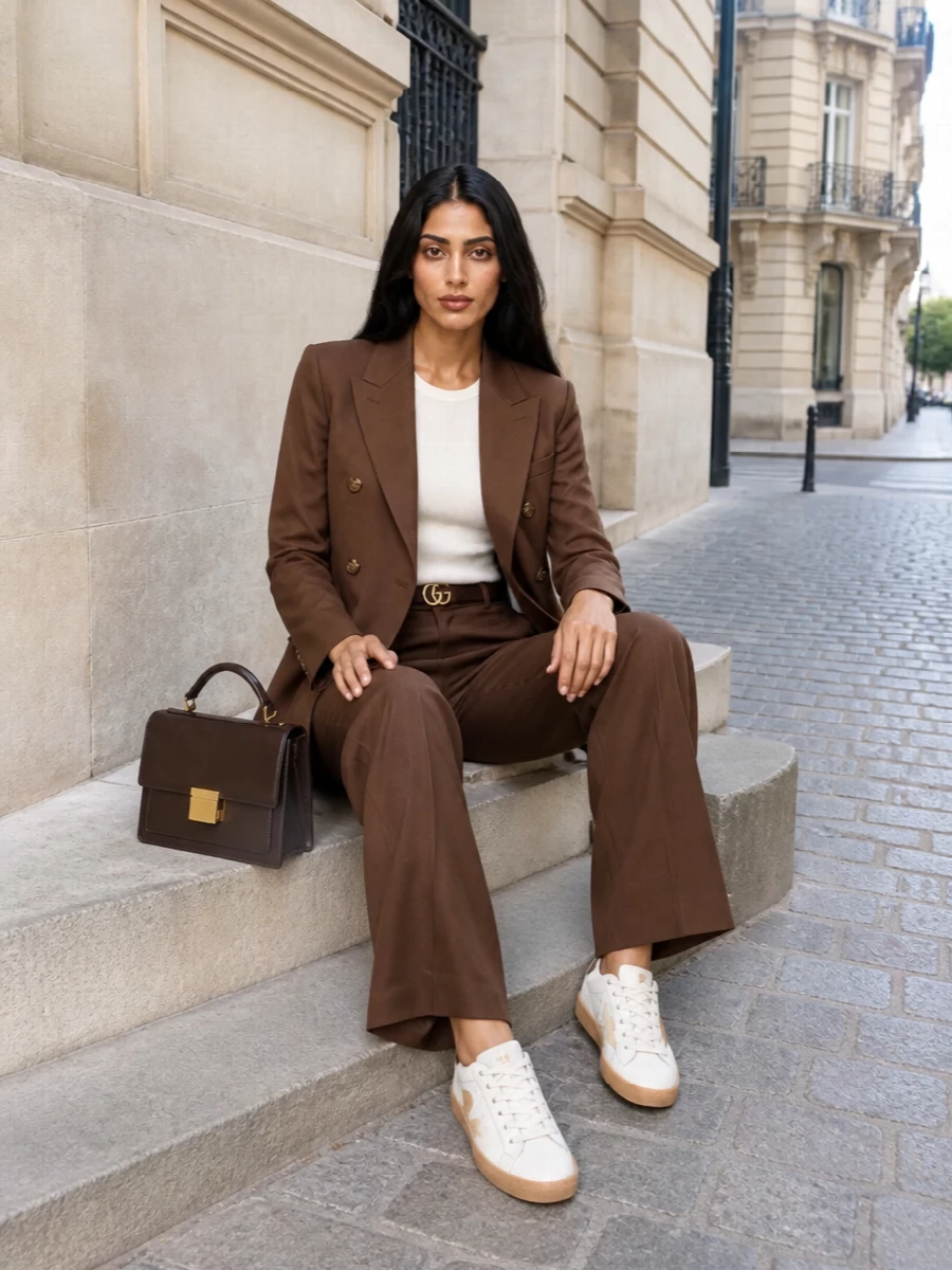 Golden goose blazer gucci brown wide leg trousers