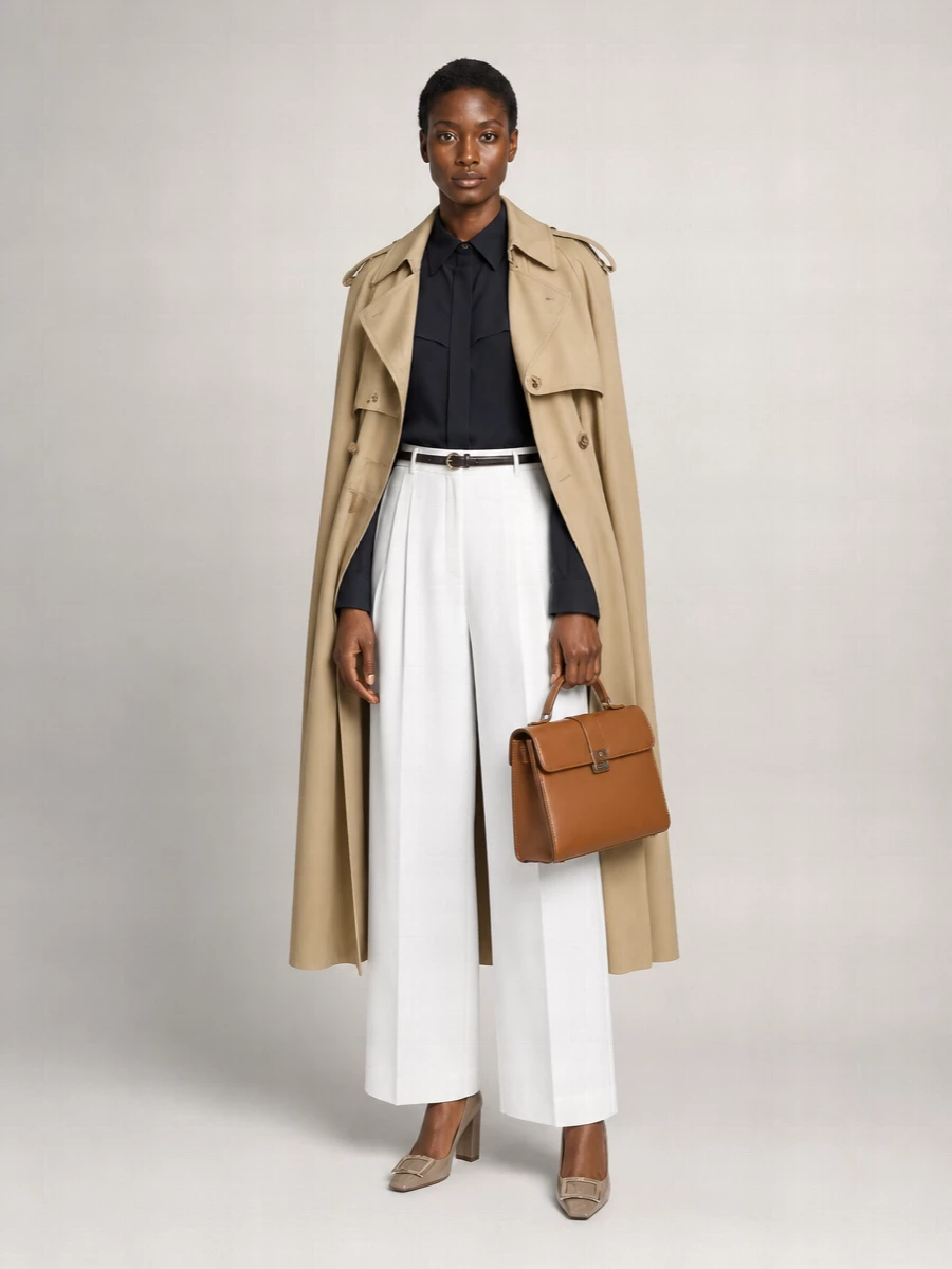 Burberry Cotton Double-Breasted Belted Trench Cape