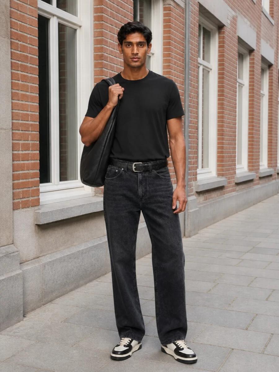 Our legacy black t shirt washed black jeans outfit