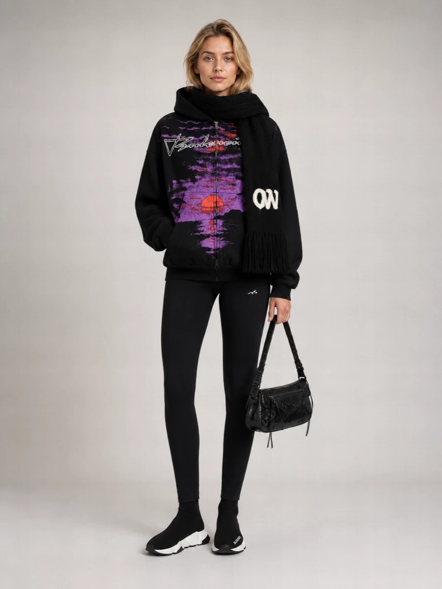 Balenciaga Cotton Zip Up Hoodie