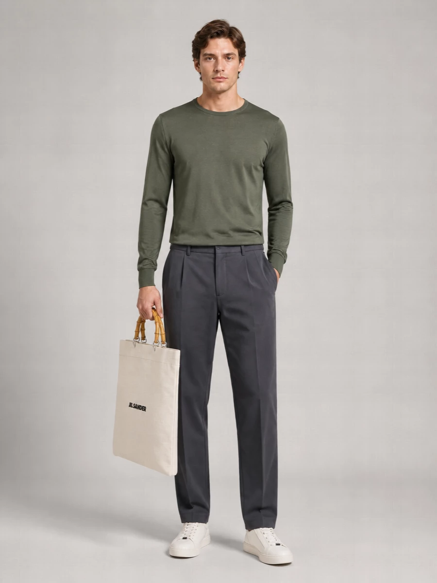 John Smedley Cotton Long-Sleeve Crewneck Jumper