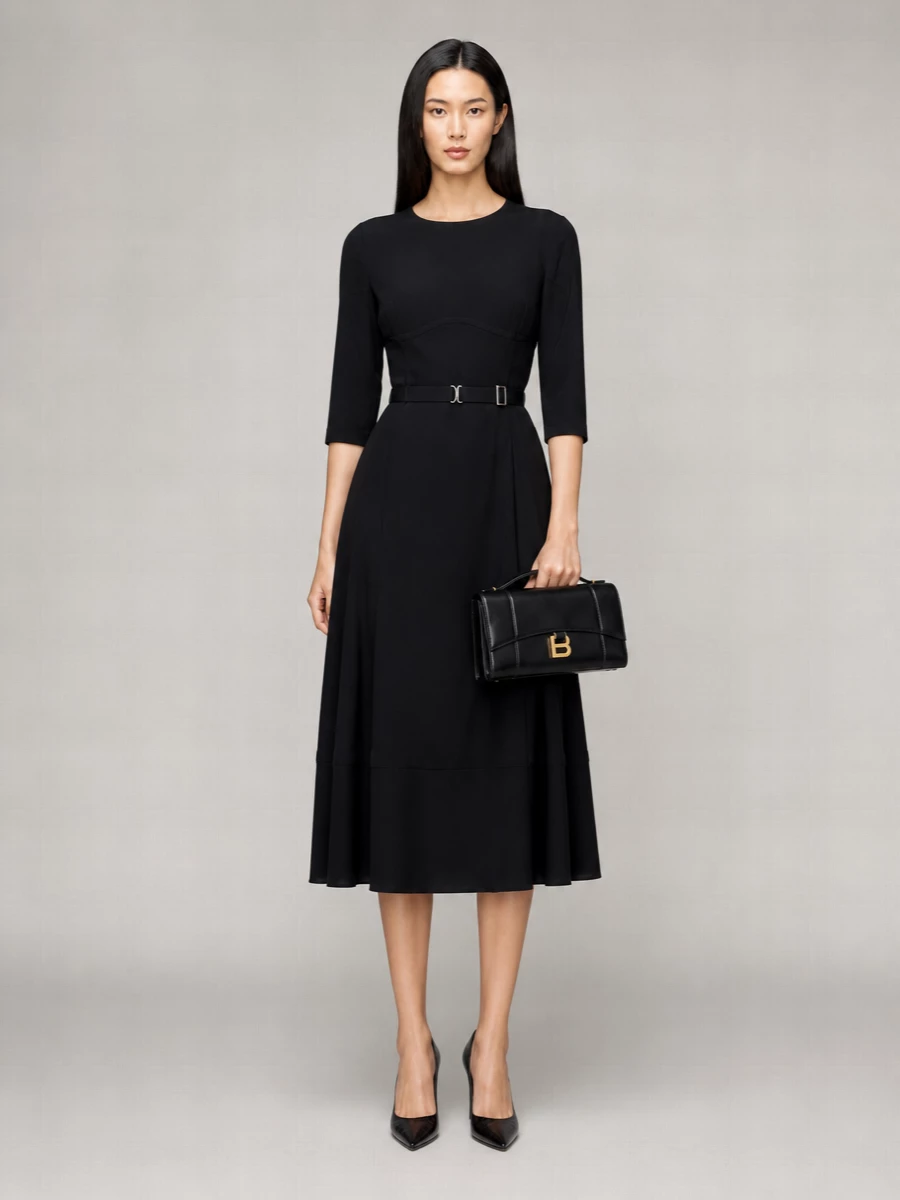 Prada Silk Blend Long-Sleeve Midi Dress