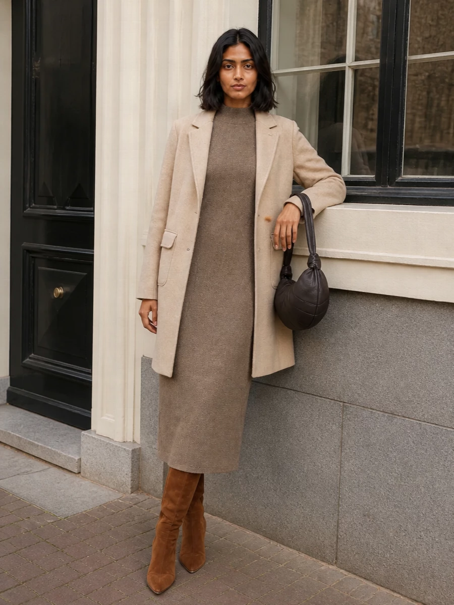 Max mara knit dress knee boots lardini coat