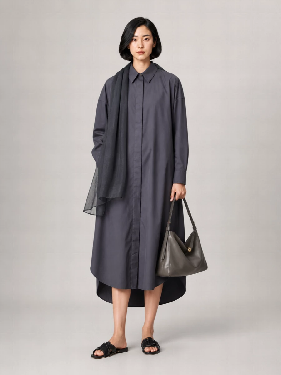 The Frankie Shop Organic Cotton Shirt Midi Dress