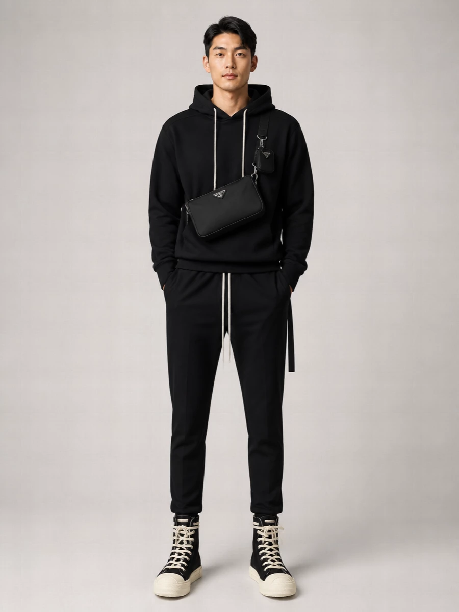 Rick Owens Drkshdw Cotton Straight Leg Drawstring Loose Trousers
