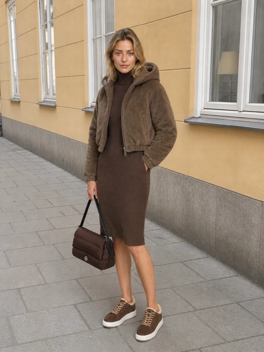 Mm6 brown sweater dress moose knuckles bomber