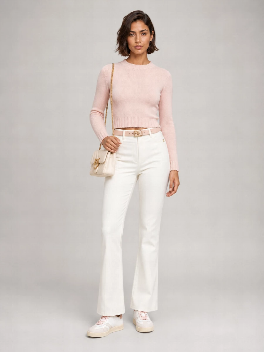 Palm Angels Wool Blend Ribbed Crew Neck Sweater