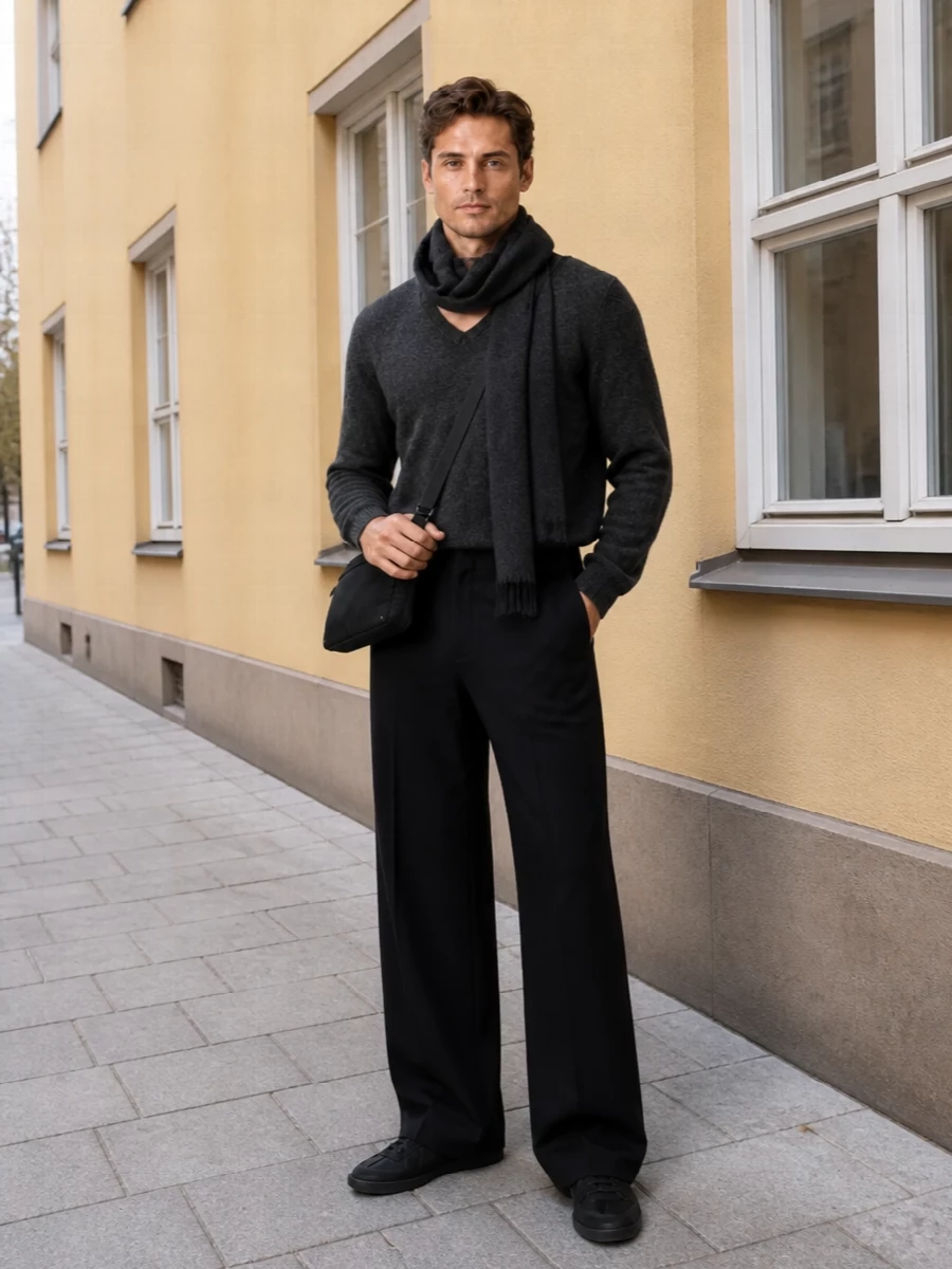 Our legacy knit black wide leg trousers outfit