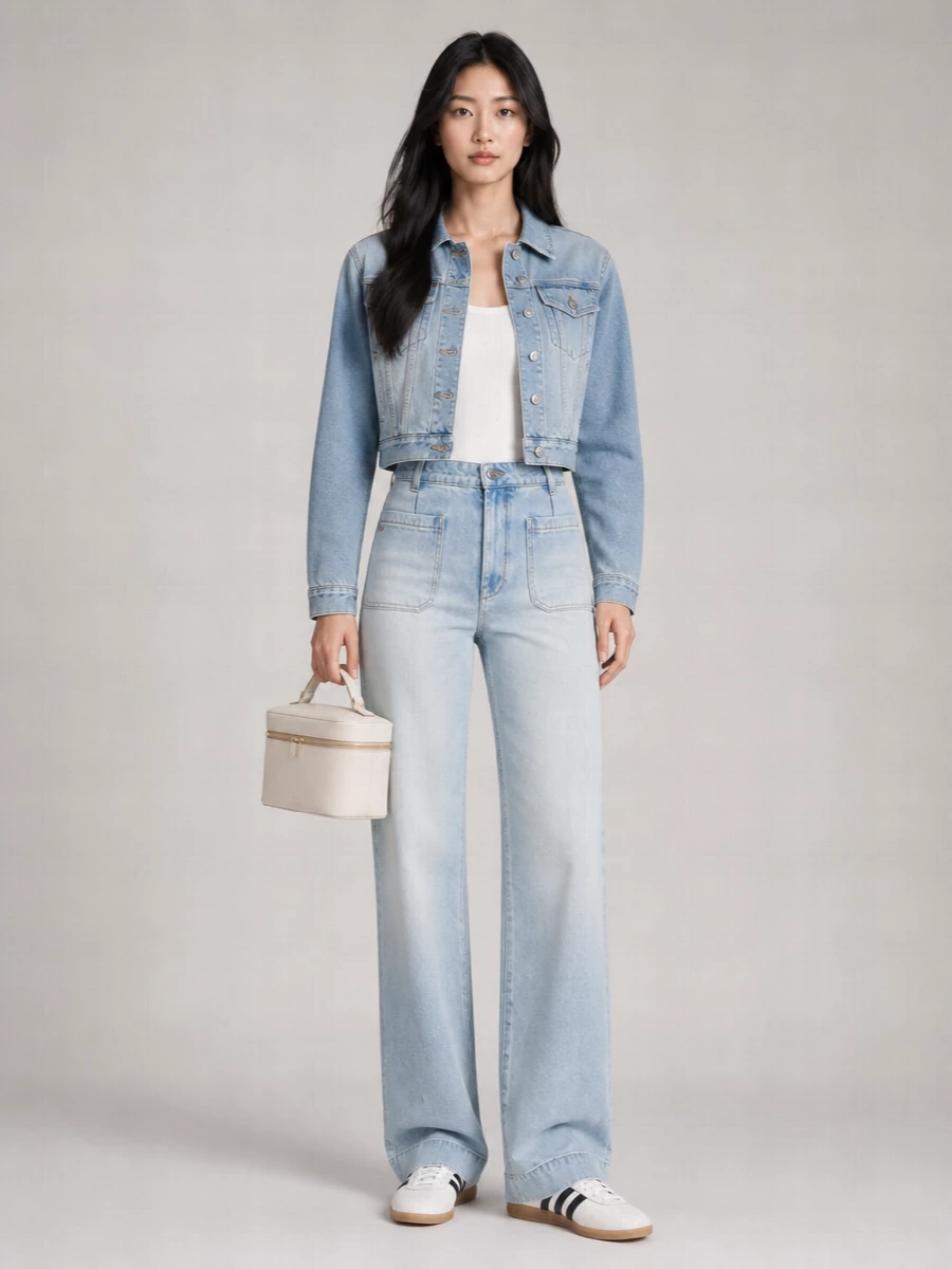 Victoria Beckham Padded Denim Cropped Jacket