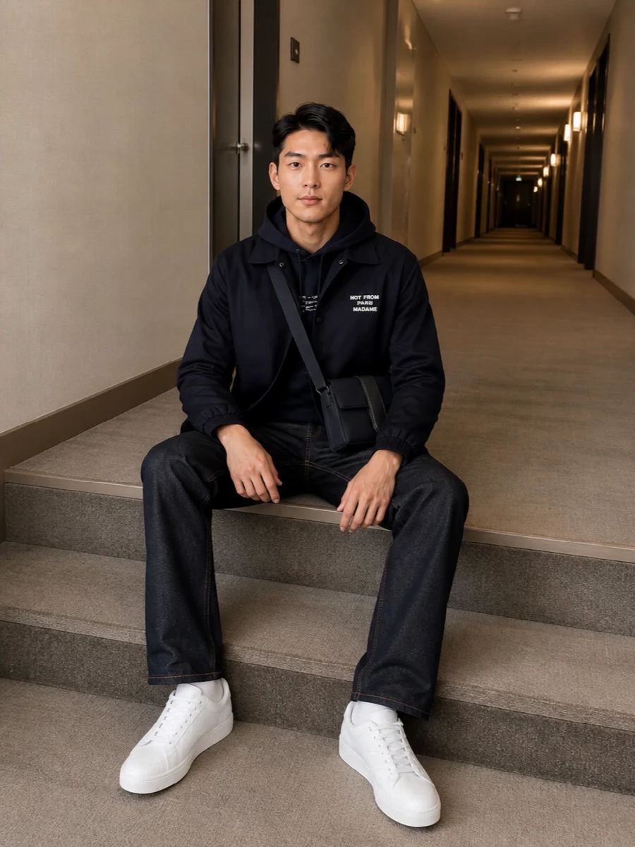 Drole de monsieur coach jacket apc jeans outfit