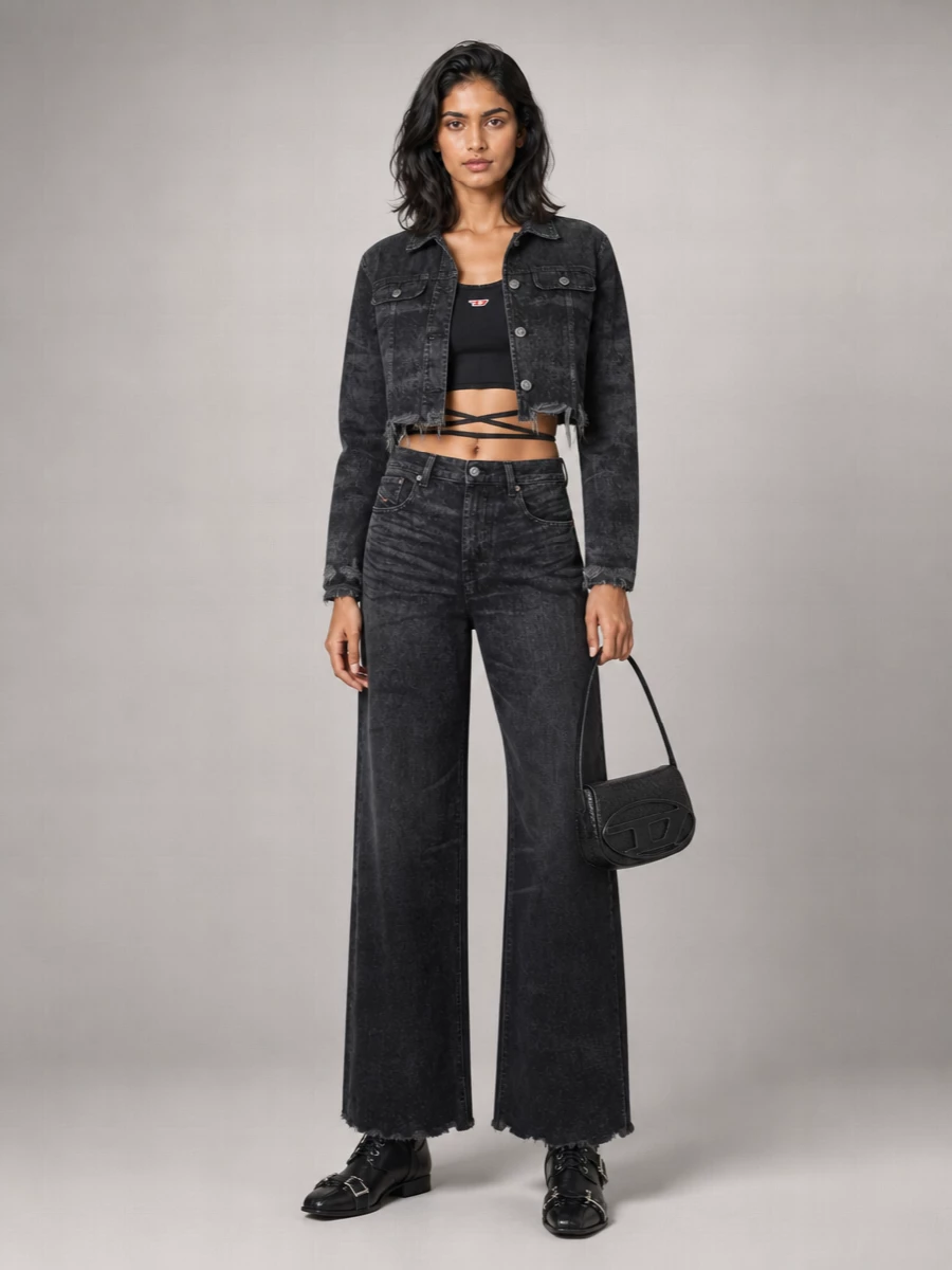 Diesel Denim Cropped Collarless Jacket