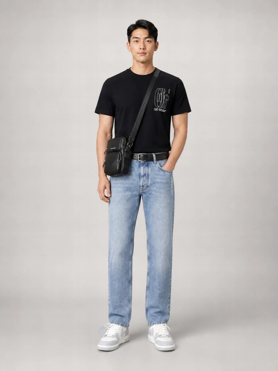 Off-White Cotton Logo Print Short Sleeve T-Shirt