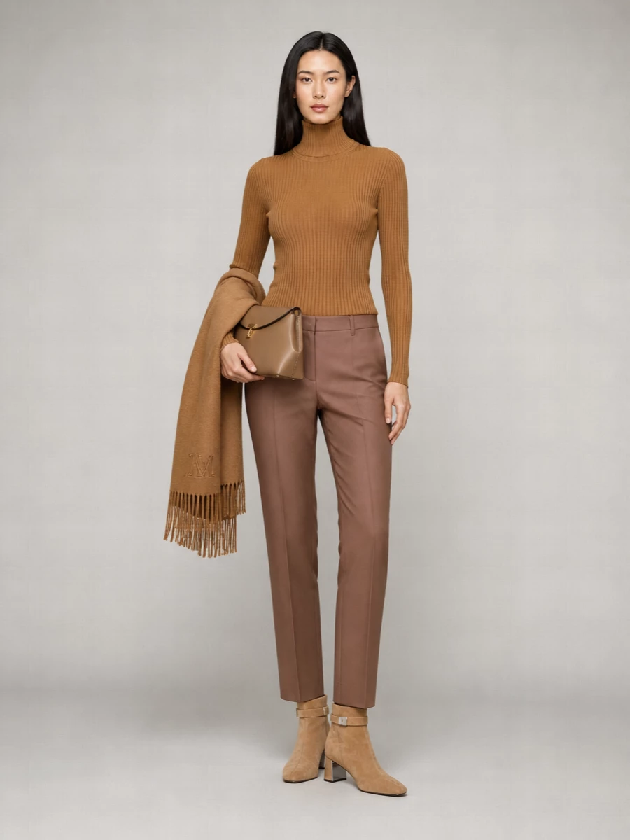 Max Mara Cashmere Ribbed Slim-Fit Turtleneck Long-Sleeve Jumper