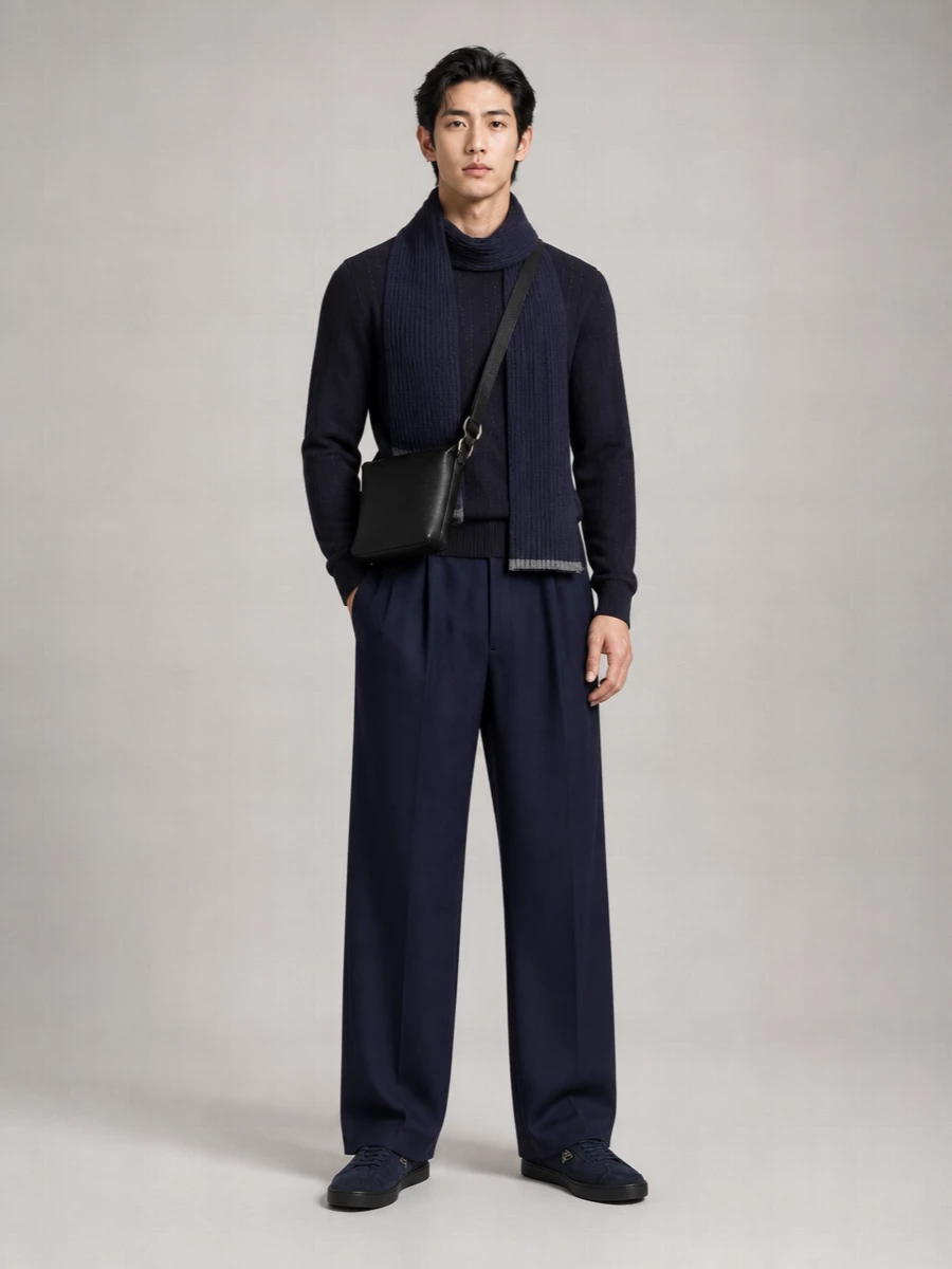Giorgio Armani Virgin Wool Textured Crew Neck Sweater