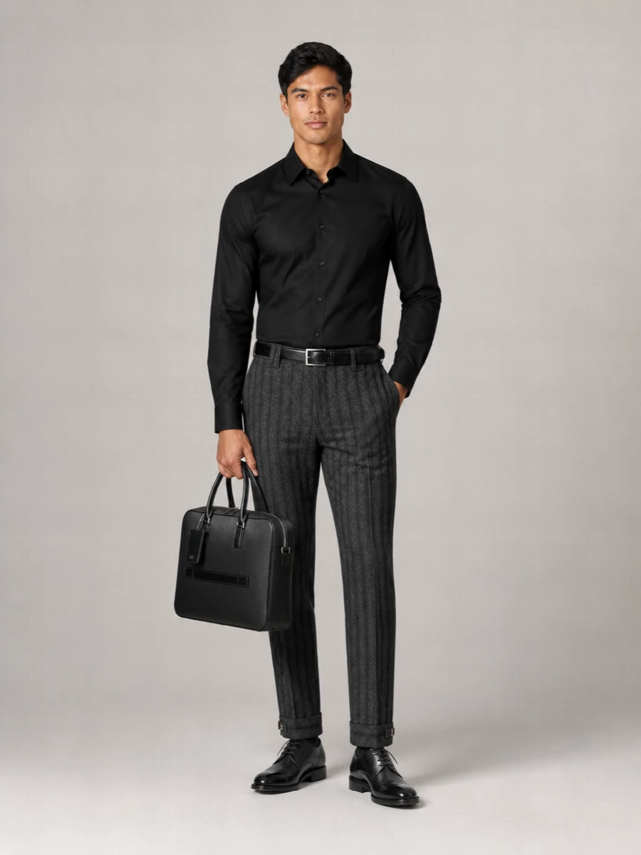 Versace Embroidered Virgin Wool Tailored Trousers