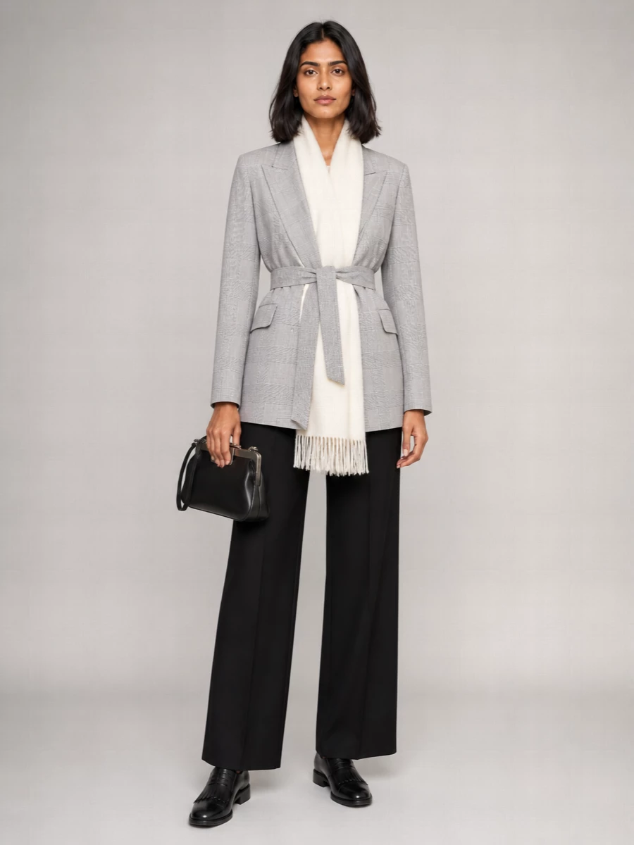 Max Mara Wool Prince Of Wales Single-Breasted Suit Jacket