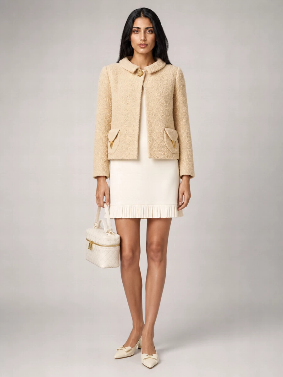 Valentino Garavani Tweed Single-Breasted Coat