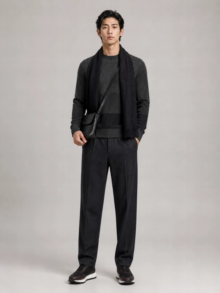 Emporio Armani Wool Logo-Jacquard Scarf