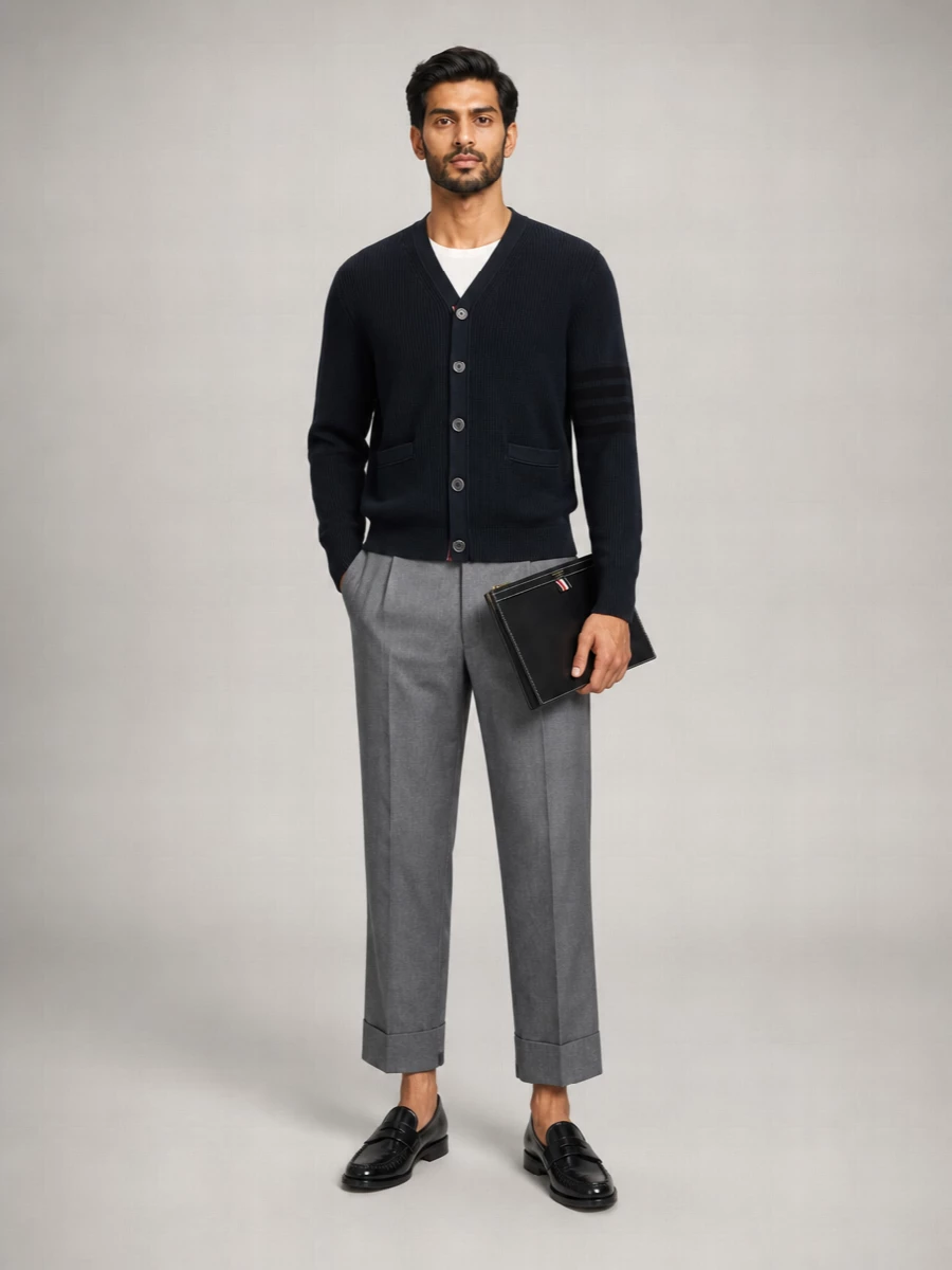 Thom Browne Cotton V-Neck Cardigan