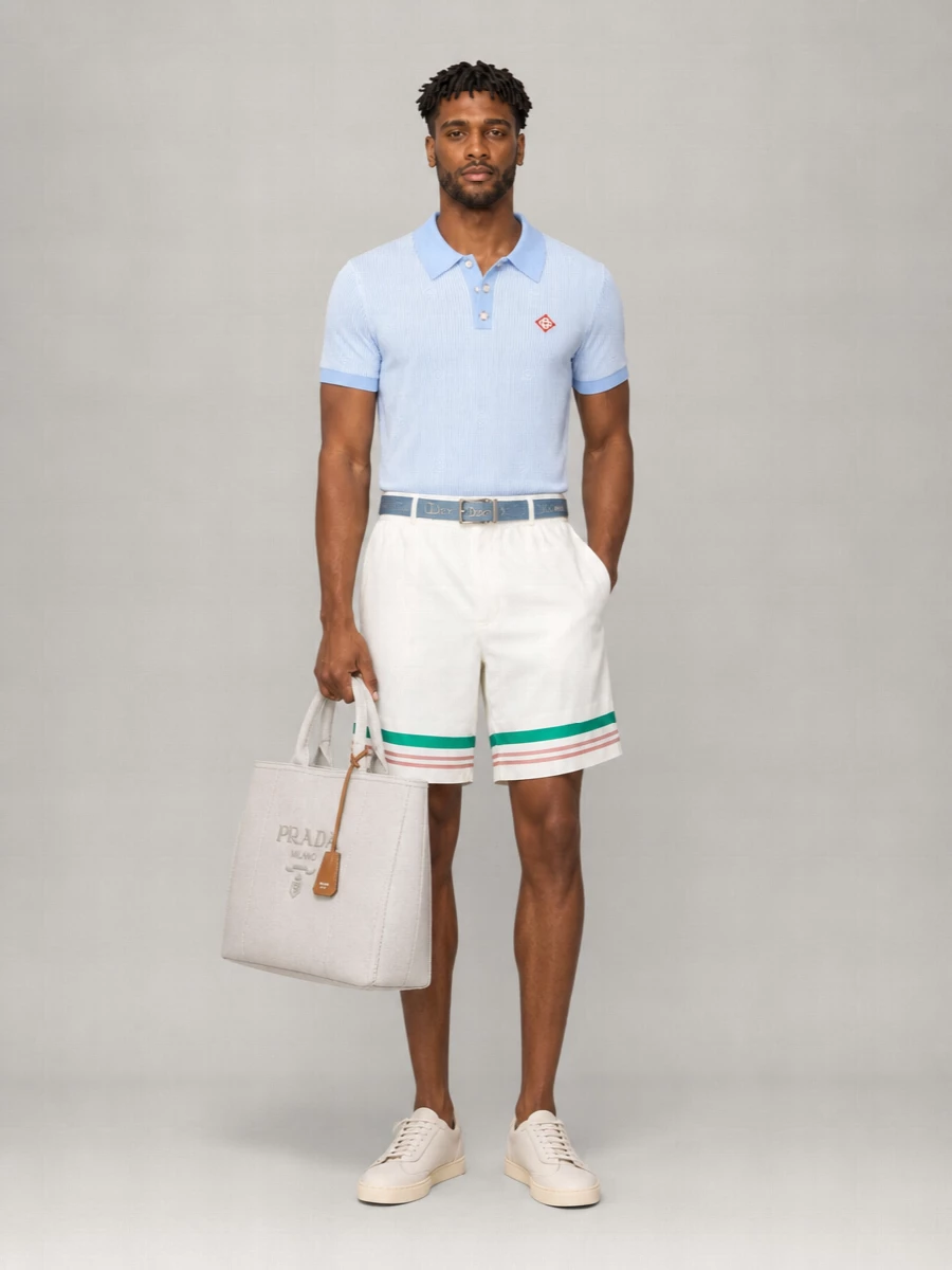 Casablanca Striped Cotton Polo Shirt