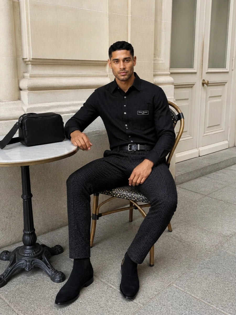 Balmain monogram jeans black shirt chelsea boots