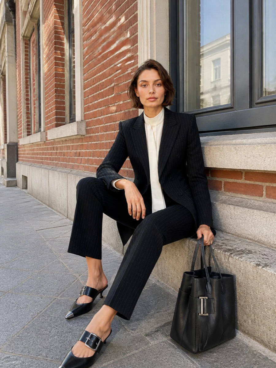 Alexander mcqueen pinstripe blazer trouser outfit
