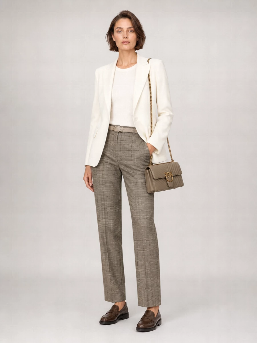 Pinko Checked Wide-Leg Suit Trousers