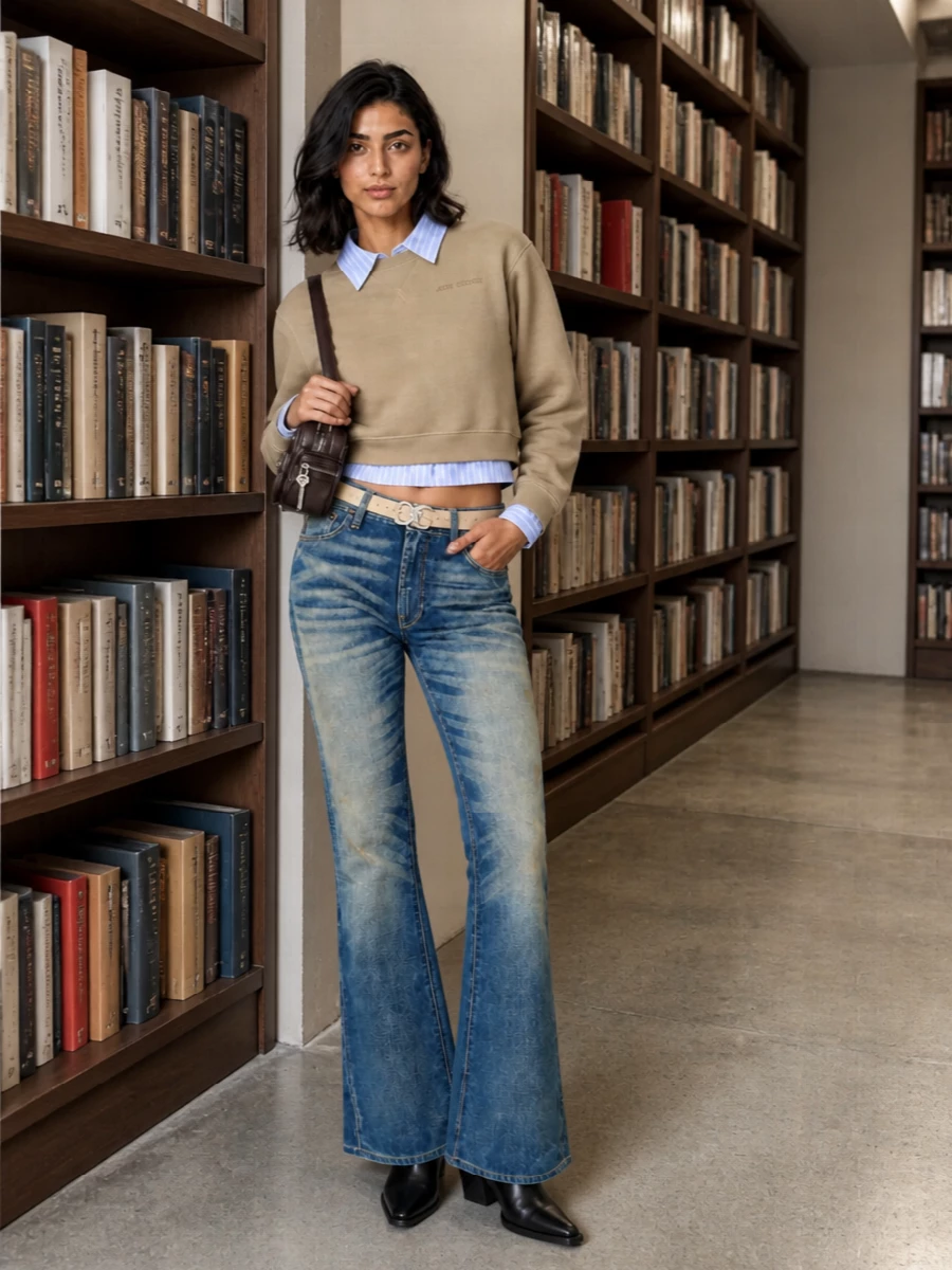 Acne studios flared jeans western boots outfit