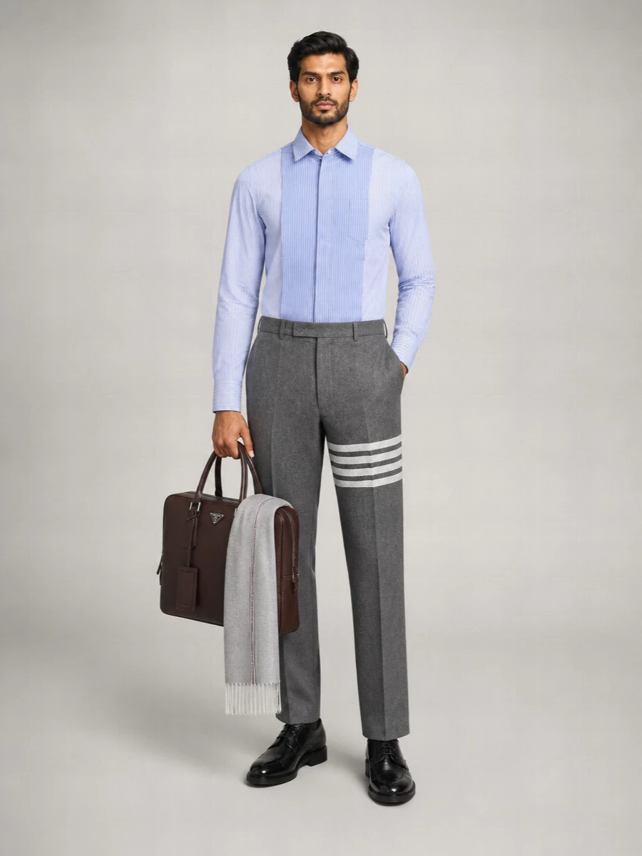 Sacai Striped Cotton Long-Sleeve Shirt