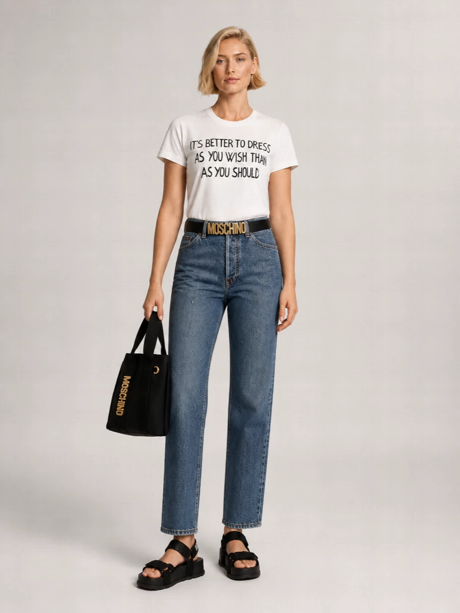 Moschino Cotton Printed Ribbed T-Shirt