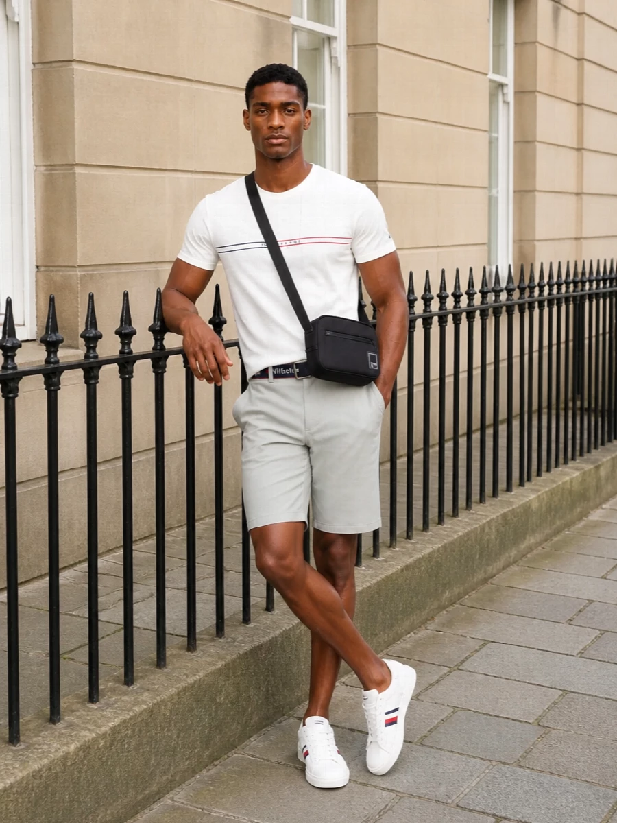 Tommy hilfiger striped tee with chino shorts
