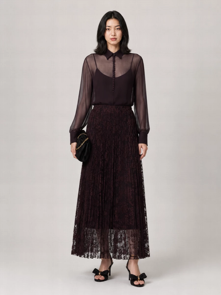 Ermanno Scervino Lace Pleated Midi Skirt