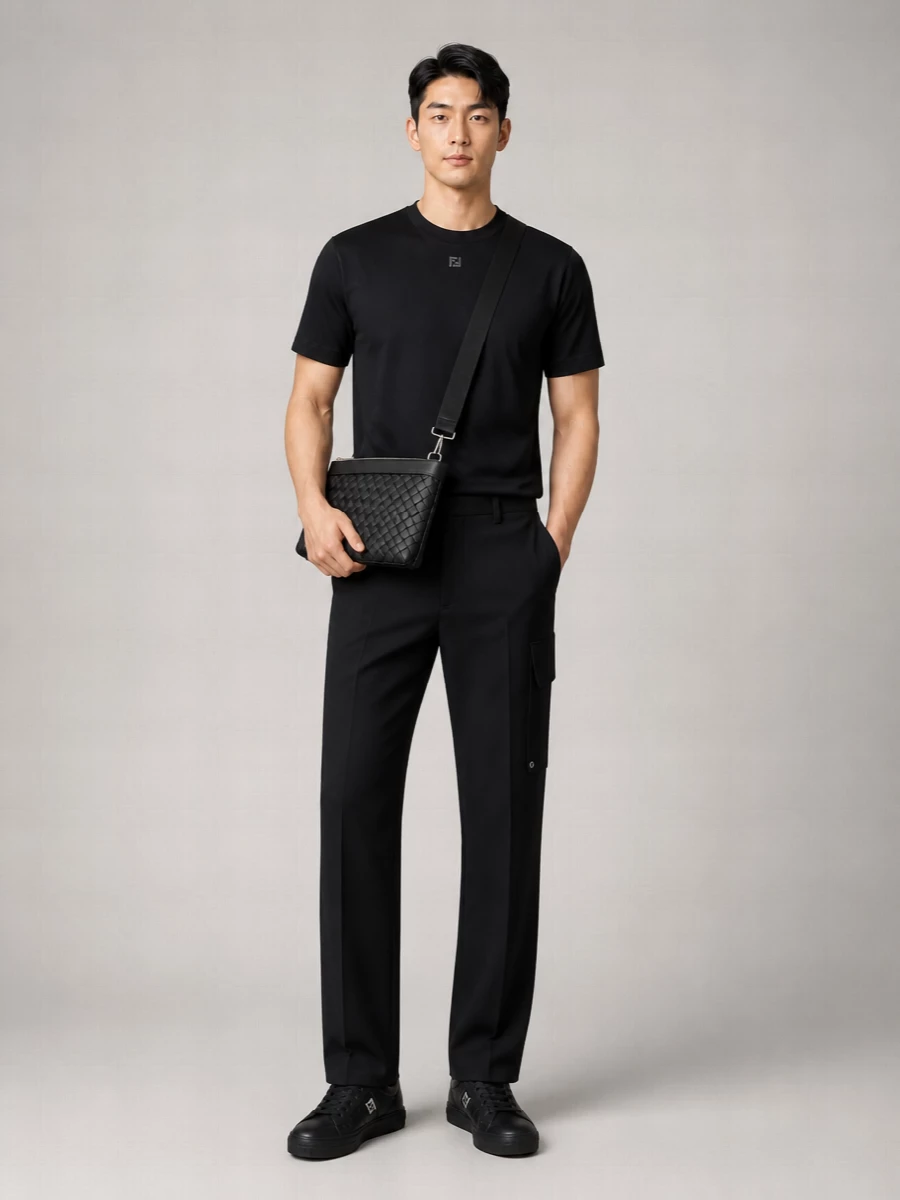 Fendi Calf Leather Domino Low-Top Sneakers