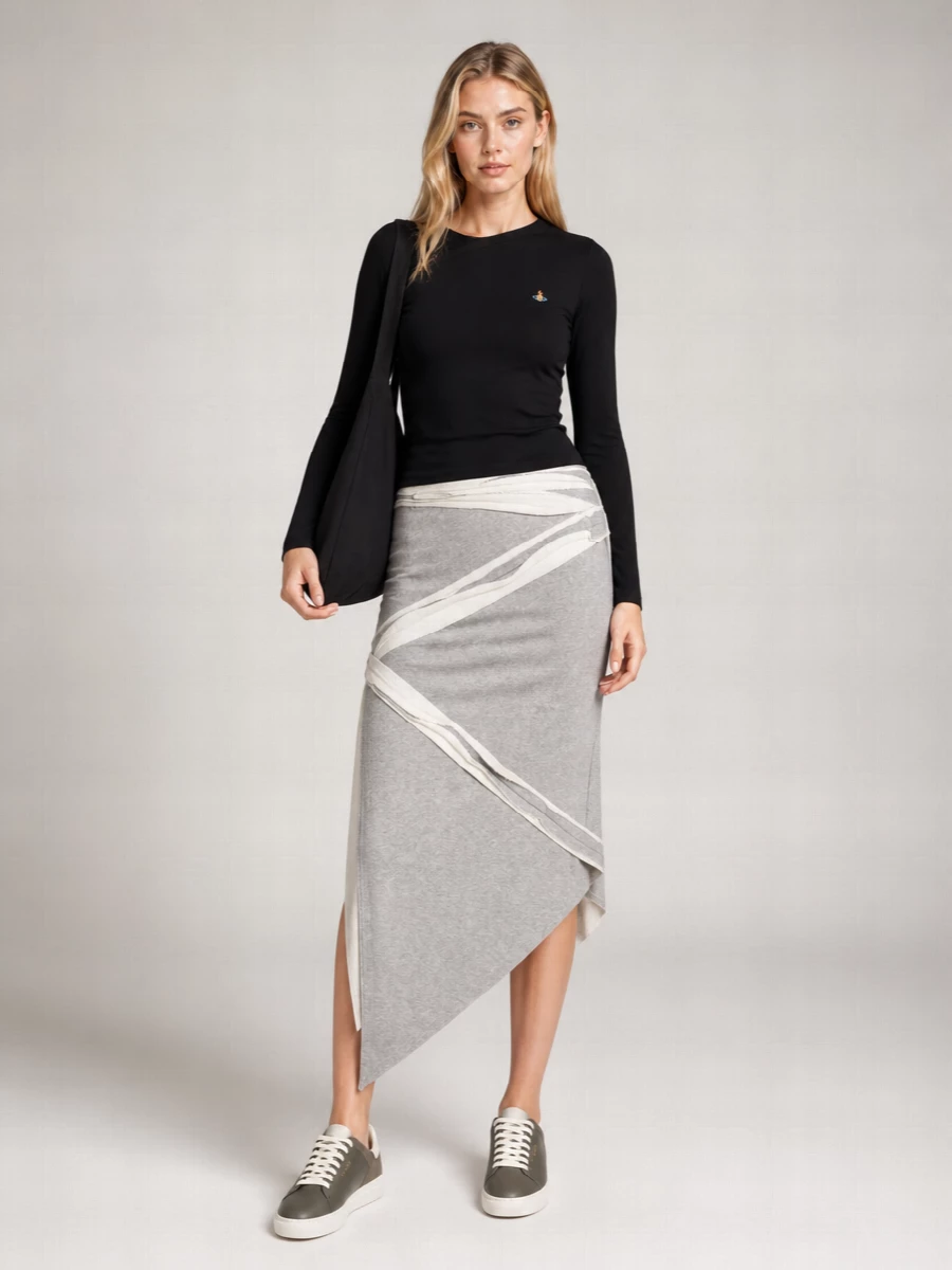 Vivienne Westwood Ribbed Asymmetric Boat Neck Long Sleeve Top