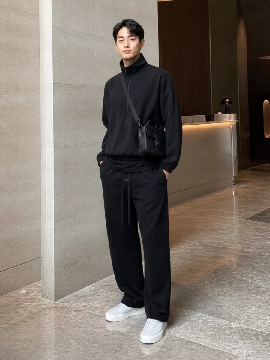 Fear of god black streetwear outfit fendi bag