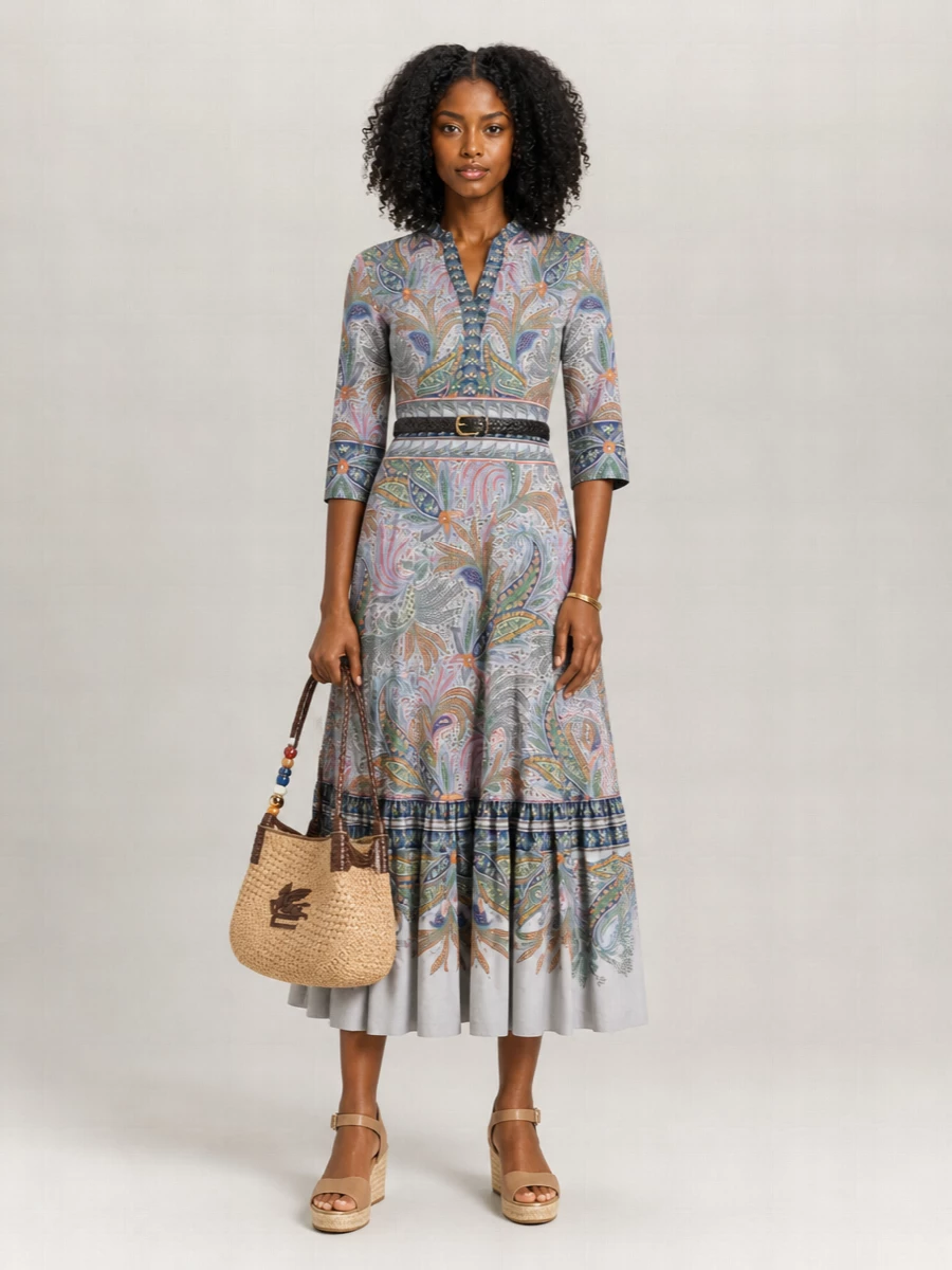 Etro Printed Cotton Midi Dress