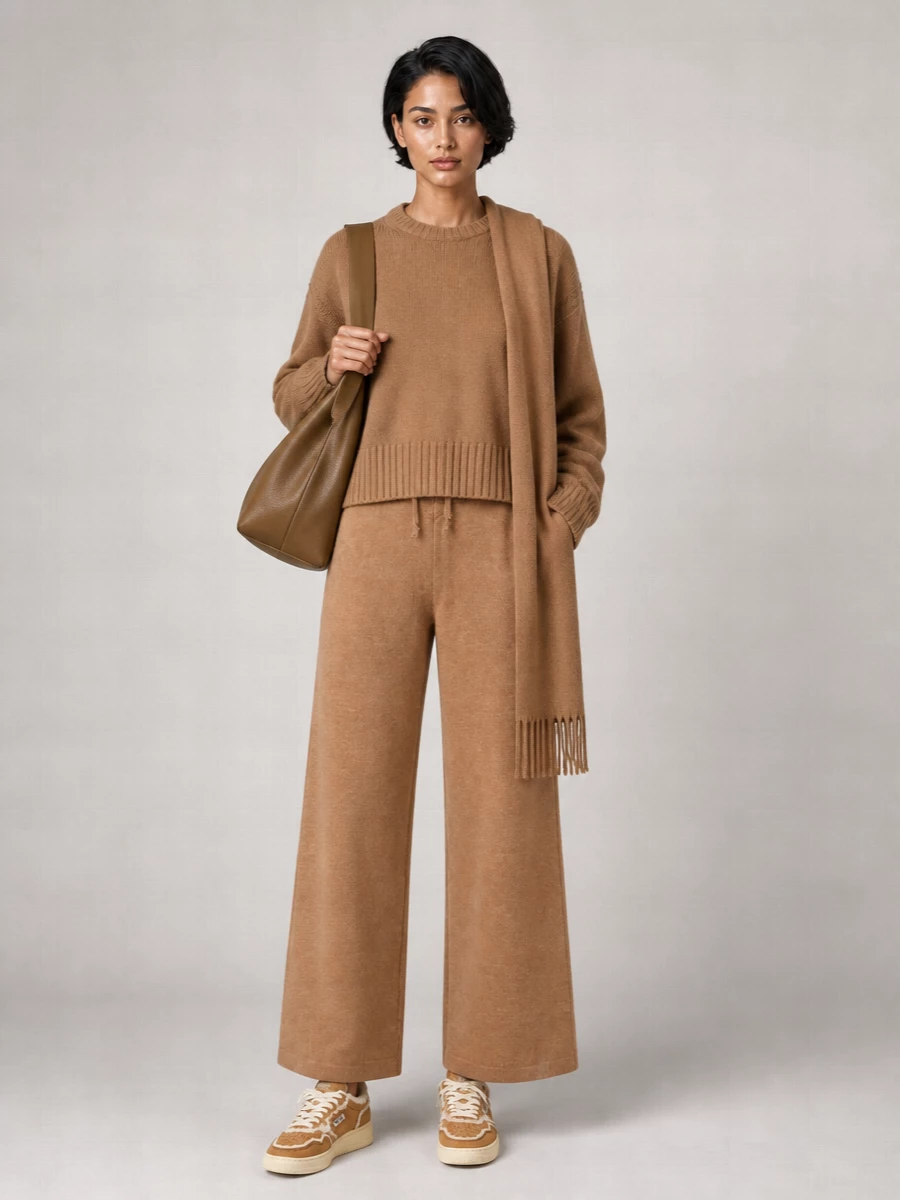 Autry Cashmere Wool High-Rise Wide-Leg Joggers