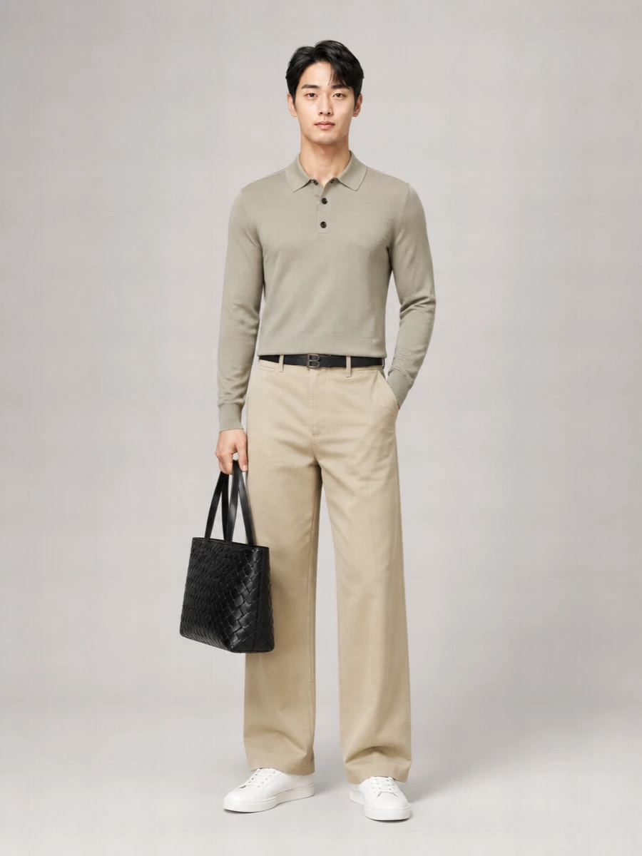 Burberry Wool Long-Sleeve Polo Shirt