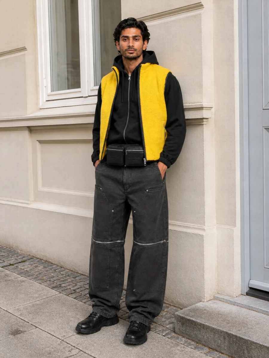 Givenchy yellow gilet cargo pants belt bag
