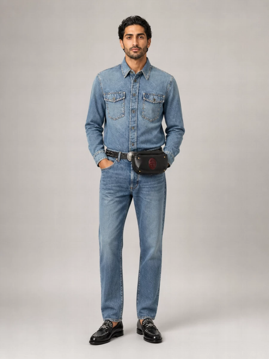 Versace Denim Studded Overshirt