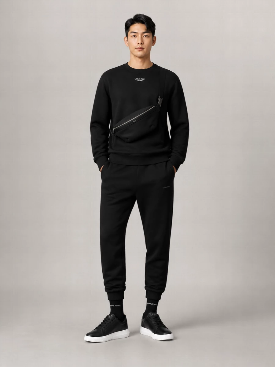 Calvin Klein Cotton Ribbed Crew Neck Sweatshirt