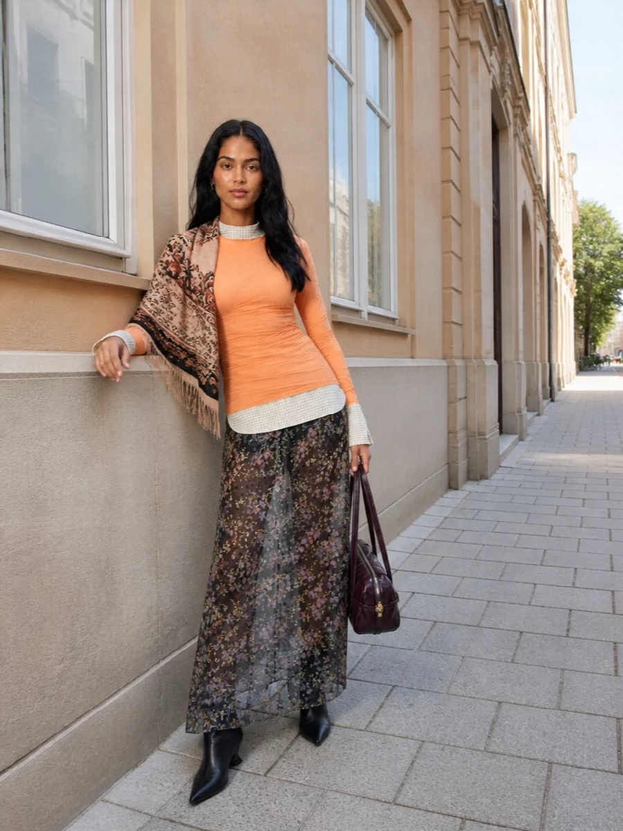 Dries van noten sheer floral skirt ankle boots