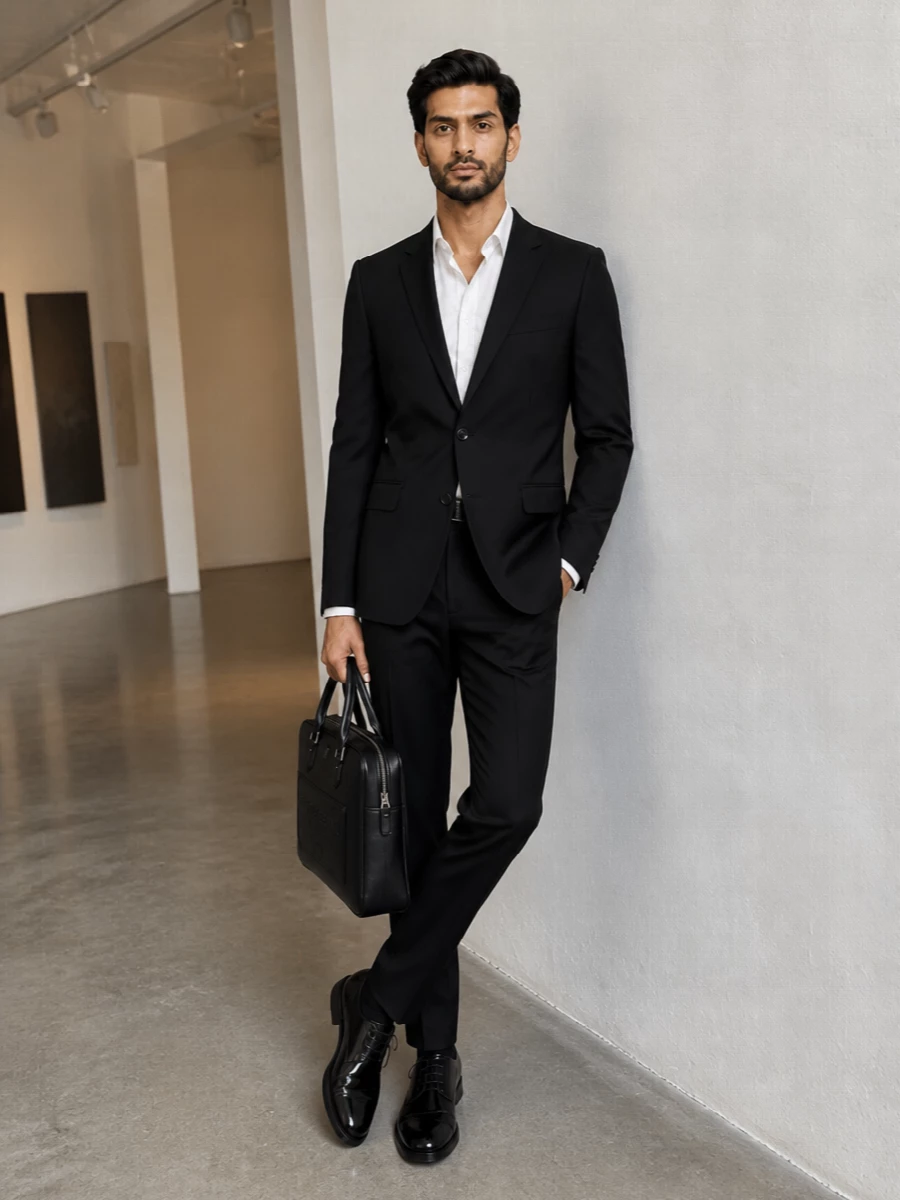 Dolce gabbana black suit derbies briefcase