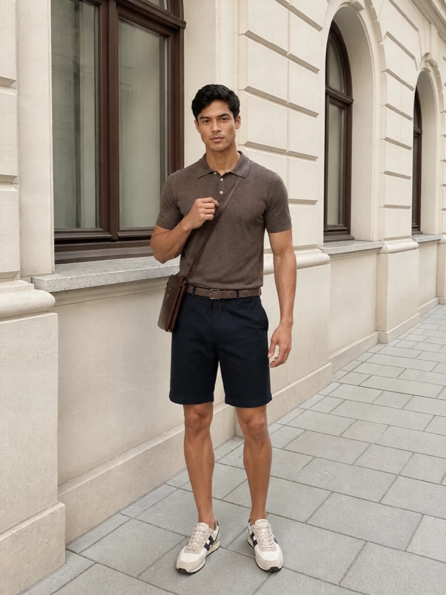 Woolrich knit polo navy shorts hogan sneakers