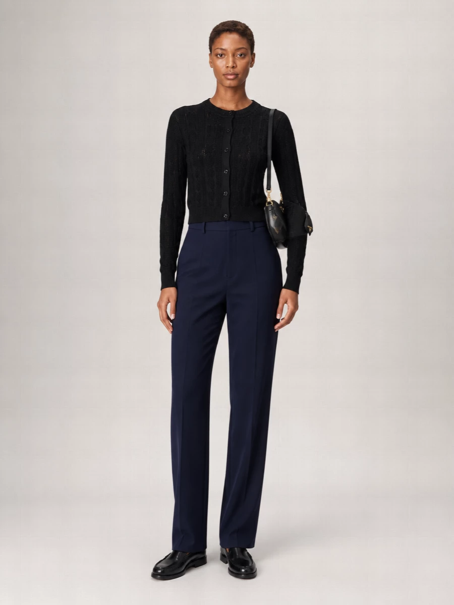 Ralph Lauren Silk Cable-Knit Long-Sleeve Cardigan