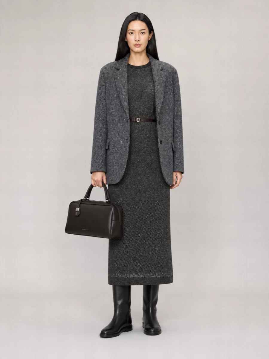 Brunello Cucinelli Herringbone Single-Breasted Coat